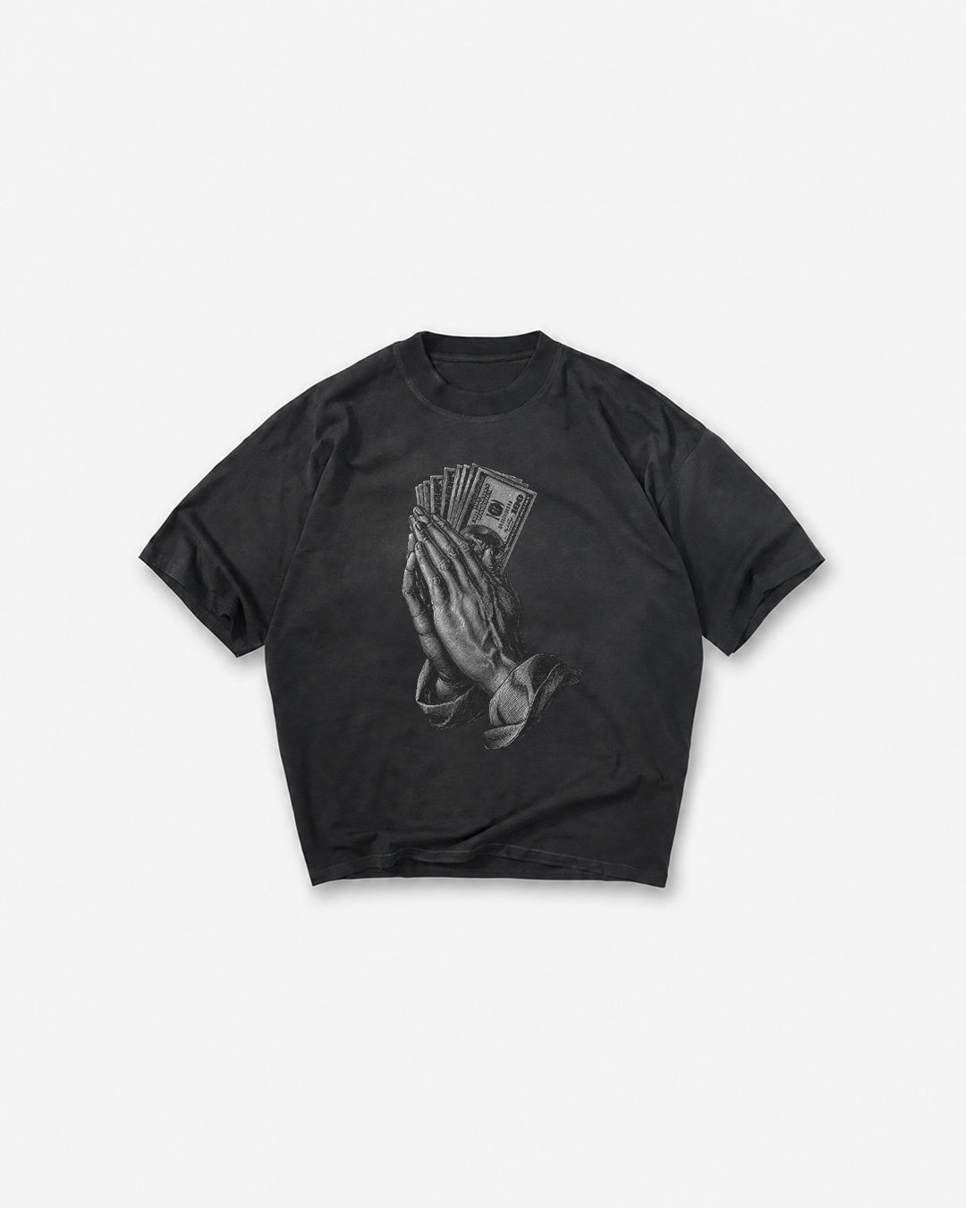 "拜金教 In Greed We Trust" T Shirt - Vintage Black